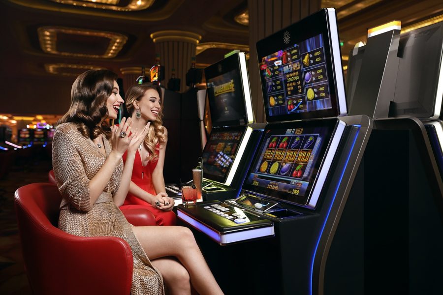 women playing slots